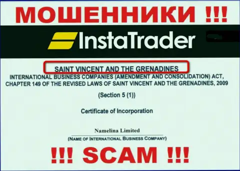 St. Vincent and the Grenadines - это место регистрации конторы Инста Трейдер, находящееся в офшоре