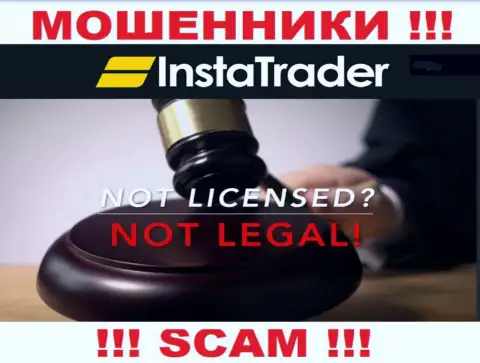 У мошенников InstaTrader Net на web-портале не предоставлен номер лицензии конторы !!! Будьте бдительны