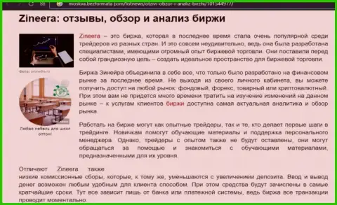 Обзор и анализ условий для совершения торговых сделок организации Zineera Com на web-сайте Moskva BezFormata Сom